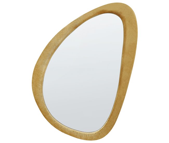 Conforama Espejo de pared de terciopelo amarillo 61 x 91 cm VENAS