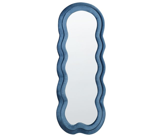 Conforama Espejo de pared de terciopelo azul 57 x 160 cm LACS