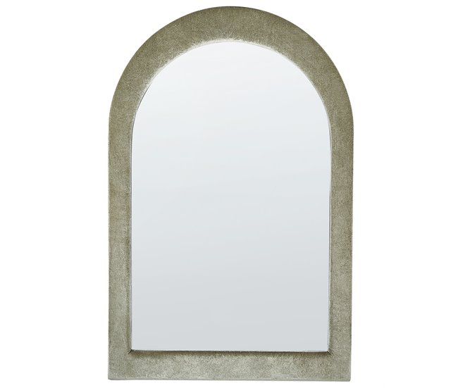 Conforama Espejo de pared de terciopelo verde 60 x 90 cm HURIEL
