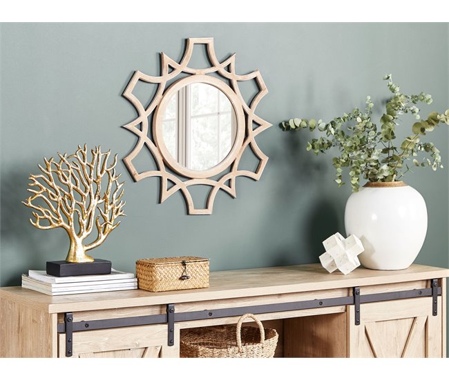 Conforama Espejo De Pared De Vidrio Madera Clara/blanco ⌀ 30 Cm ZAPOPAN
