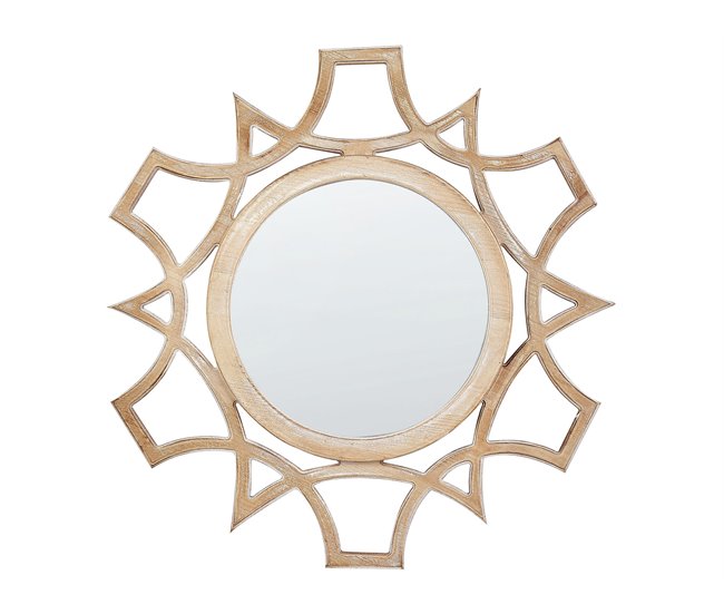 Conforama Espejo de pared de vidrio madera clara/blanco ⌀ 30 cm ZAPOPAN