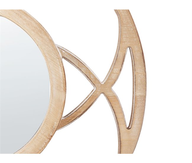 Conforama Espejo De Pared De Vidrio Madera Clara/blanco ø 60 Cm IZTAPALAPA