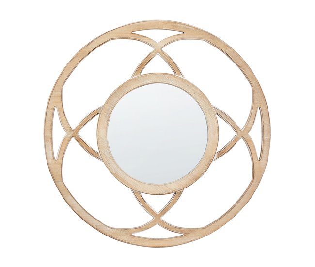 Conforama Espejo de pared de vidrio madera clara/blanco ø 60 cm IZTAPALAPA