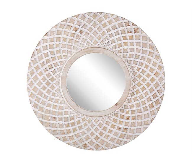 Conforama Espejo de pared madera clara ø60 cm POMARO