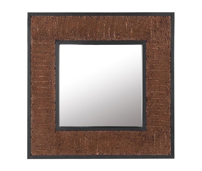 Conforama Espejo de pared madera oscura 60x60 cm BOISE