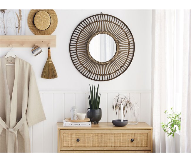 Conforama Espejo De Pared Madera Oscura ø 66 Cm BLASITO