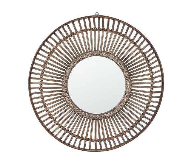 Conforama Espejo de pared madera oscura ø 66 cm BLASITO