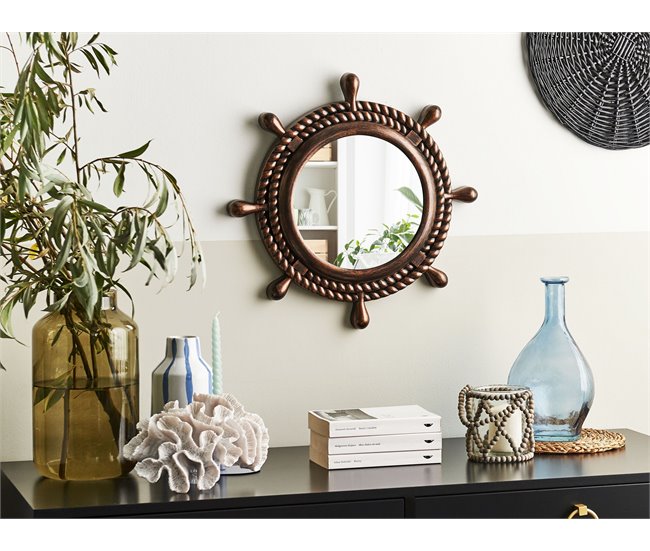 Conforama Espejo De Pared Marrón Oscuro ø 46 Cm GORMAZ