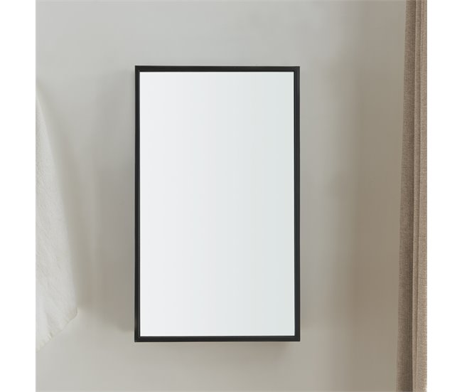 Conforama Espejo De Pared Sunne Rectangular Con Estantes Acero Y Cristal 60 X 36 X 13 Cm - Negro [ En.casa]