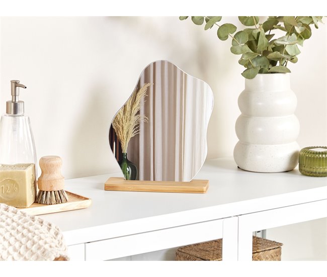 Conforama Espejo De Pie De Madera De Bambú Clara/vidrio 19 X 22 Cm LOZERE