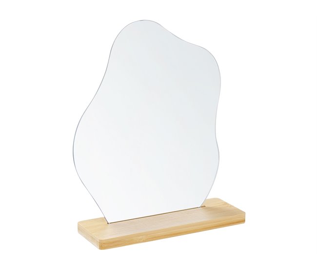 Conforama Espejo De Pie De Madera De Bambú Clara/vidrio 19 X 22 Cm LOZERE