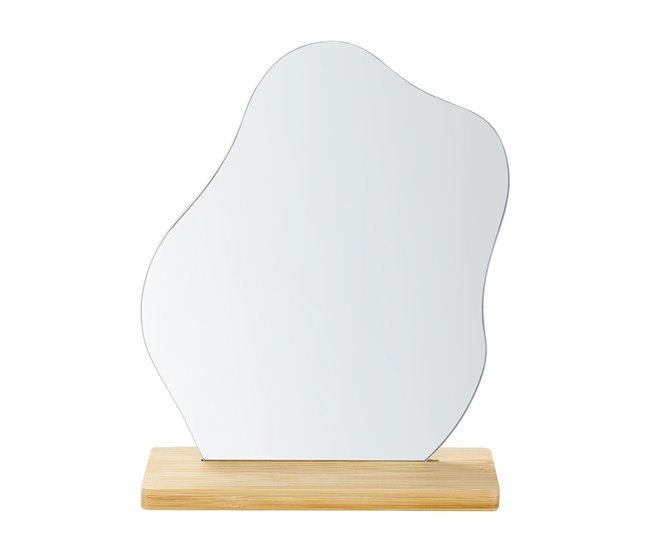 Conforama Espejo de pie de madera de bambú clara/vidrio 19 x 22 cm LOZERE