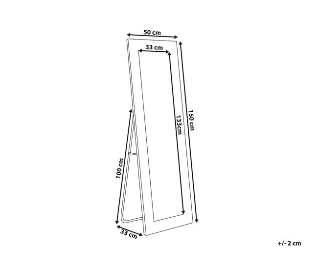 Conforama Espejo De Pie De Piel Sintética Gris Claro 50 X 150 Cm LOCRONAN