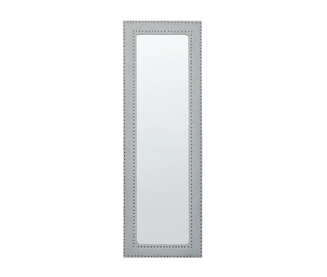 Conforama Espejo De Pie De Piel Sintética Gris Claro 50 X 150 Cm LOCRONAN