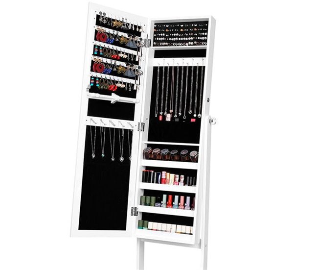 Conforama Espejo Joyero De Pie Blanco 40 X 155 X 36 Cm