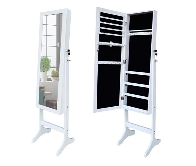 Conforama Espejo joyero de pie Blanco 40 x 155 x 36 cm