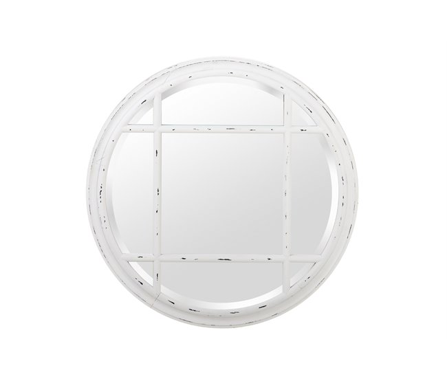 Conforama Espejo Madera Blanco Envejecido 70x4x70 Cm