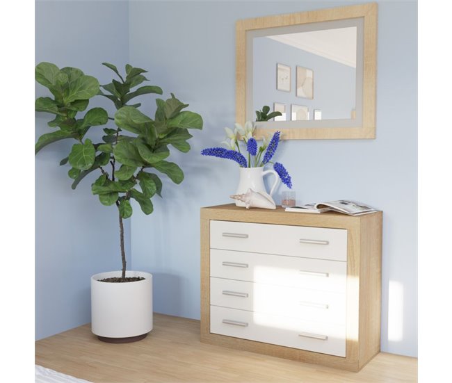 Conforama Espejo Rectangular Kira Cambria - Blanco 75 X 90 X 3 5 Cm