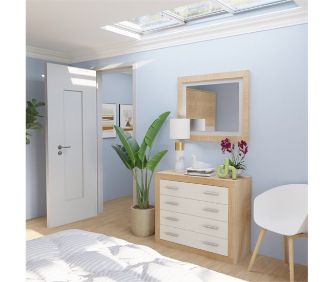 Conforama Espejo Rectangular Kira Cambria - Blanco 75 X 90 X 3 5 Cm