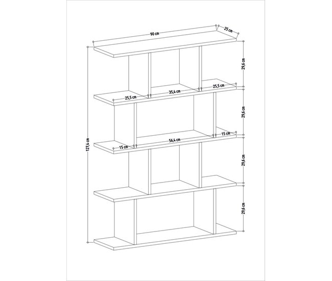 Conforama Estante 4 Niveles Blanco Y Decorado En Roble L90 Cm - HARMON