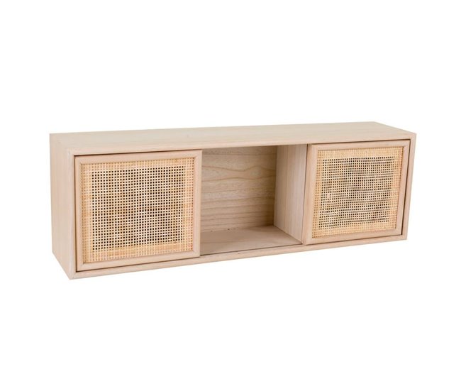 Conforama Estante de pared de madera y rejilla marrón 81x17.5x26