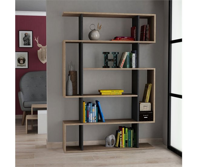 Conforama Estante Decorado En Roble Sonoma Y Antracita H161 Cm - MITO