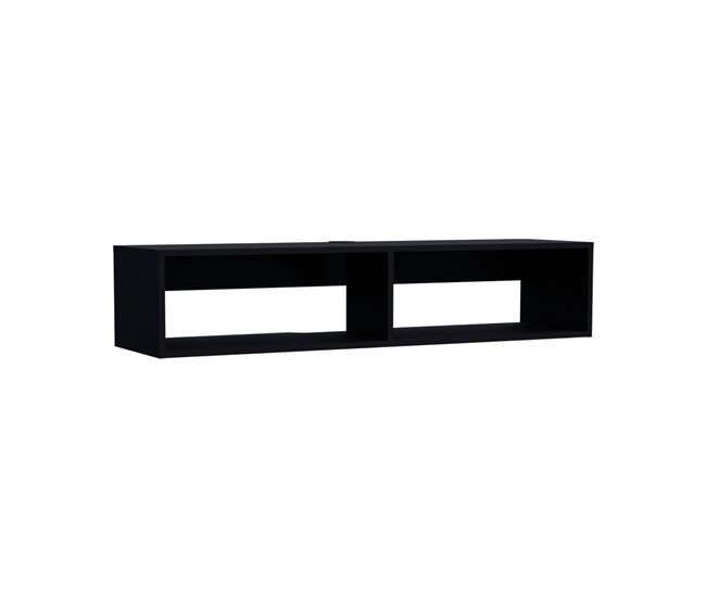 Conforama Estante Multimedia Rockwood En Melamina Con Dos Estantes Negro 25.3 X 121.1 X 32 Cm