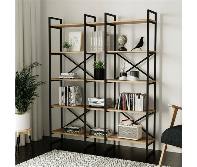Conforama Estante Para Libros Dain Estante De Oficina Porta Libros Móvil Biblioteca 144x30h175 Cm Roble Y Negro