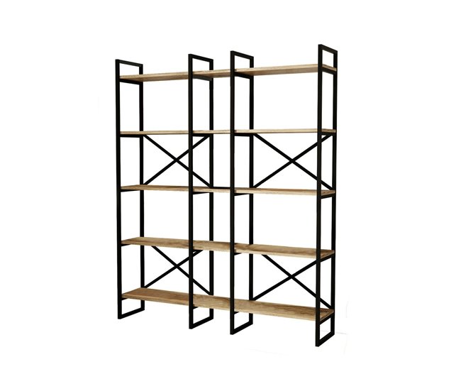 Conforama Estante para libros Dain Estante de oficina Porta libros móvil Biblioteca 144x30h175 cm Roble y Negro