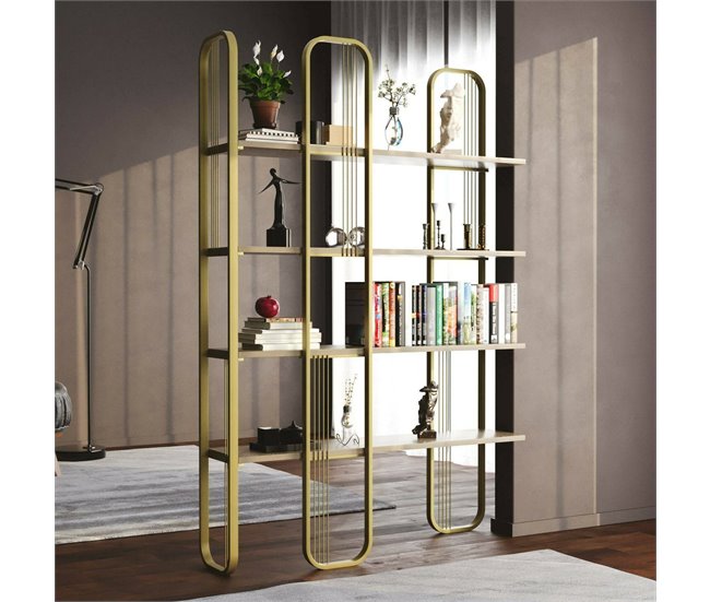 Conforama Estante Para Libros Dbourabi Estante De Oficina Porta Libros Móvil Biblioteca 125x28h180 Cm Oro