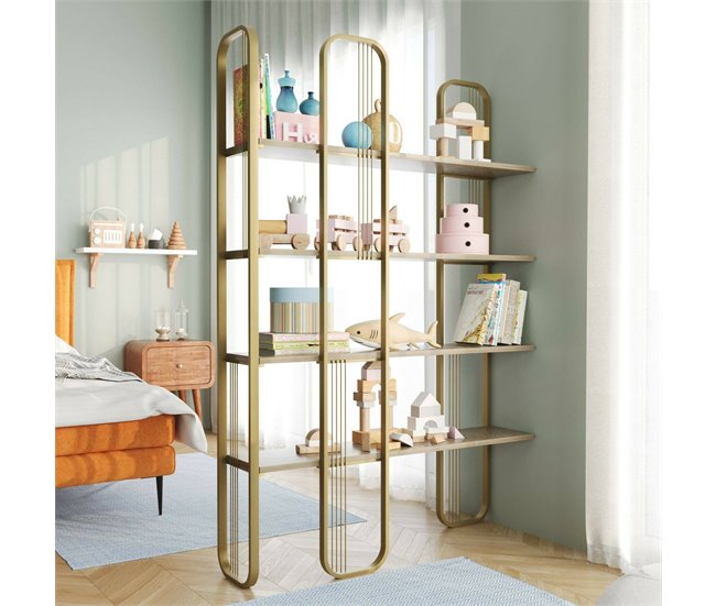 Conforama Estante Para Libros Dbourabi Estante De Oficina Porta Libros Móvil Biblioteca 125x28h180 Cm Oro