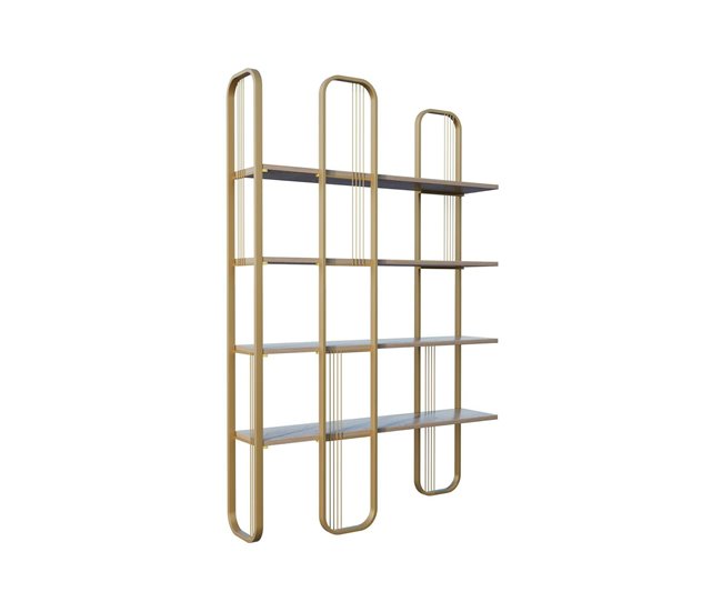 Conforama Estante para libros Dbourabi Estante de oficina Porta libros móvil Biblioteca 125x28h180 cm Oro