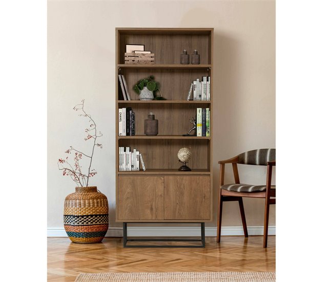 Conforama Estante Para Libros Dbozhana Estante De Oficina Porta Libros Móvil Biblioteca 80x36h182 Cm Nogal Y Negro