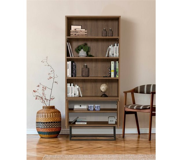 Conforama Estante Para Libros Dbozhana Estante De Oficina Porta Libros Móvil Biblioteca 80x36h182 Cm Nogal Y Negro