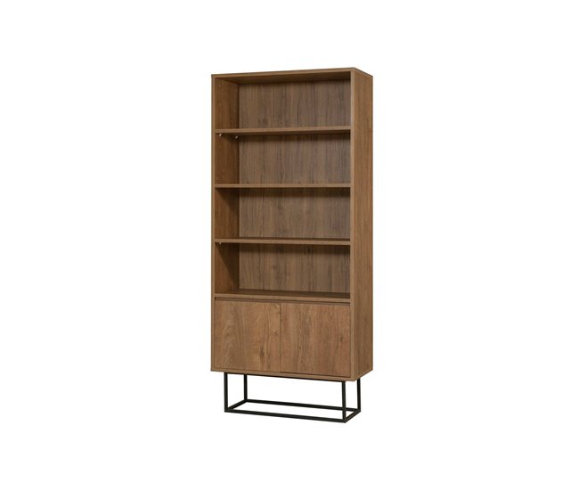 Conforama Estante para libros Dbozhana Estante de oficina Porta libros móvil Biblioteca 80x36h182 cm Nogal y Negro