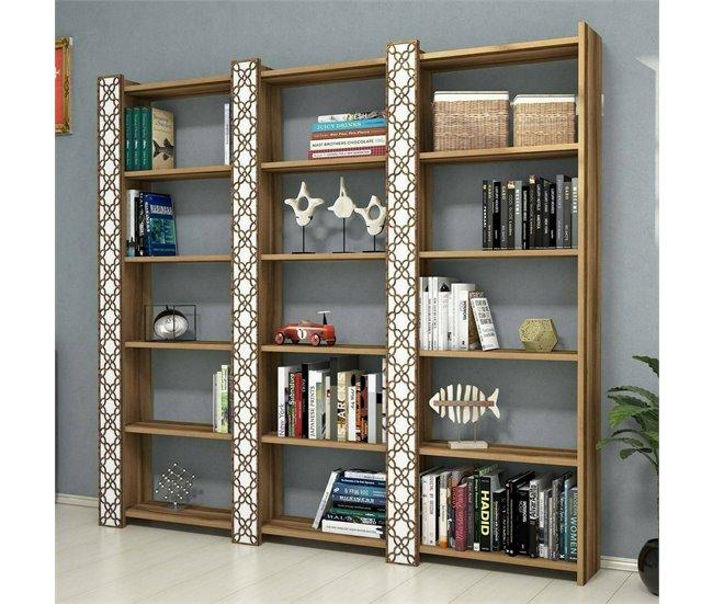 Conforama Estante Para Libros Destéve Estante De Oficina Porta Libros Móvil Biblioteca 185x24h170 Cm Nogal Y Blanco