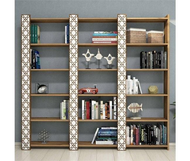 Conforama Estante Para Libros Destéve Estante De Oficina Porta Libros Móvil Biblioteca 185x24h170 Cm Nogal Y Blanco