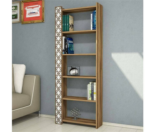 Conforama Estante Para Libros Destéve Estante De Oficina Porta Libros Móvil Biblioteca 65x24h170 Cm Nogal Y Blanco