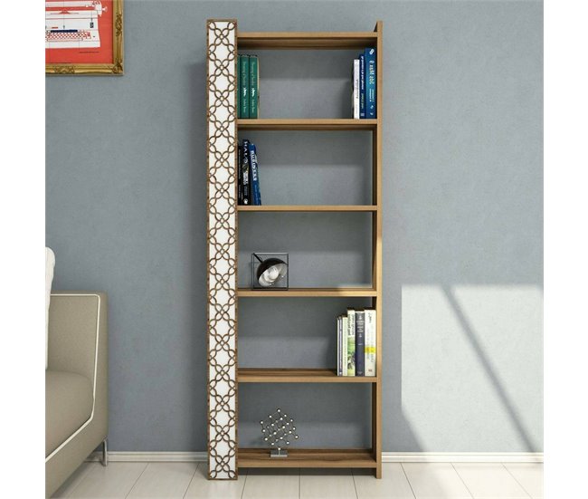 Conforama Estante Para Libros Destéve Estante De Oficina Porta Libros Móvil Biblioteca 65x24h170 Cm Nogal Y Blanco