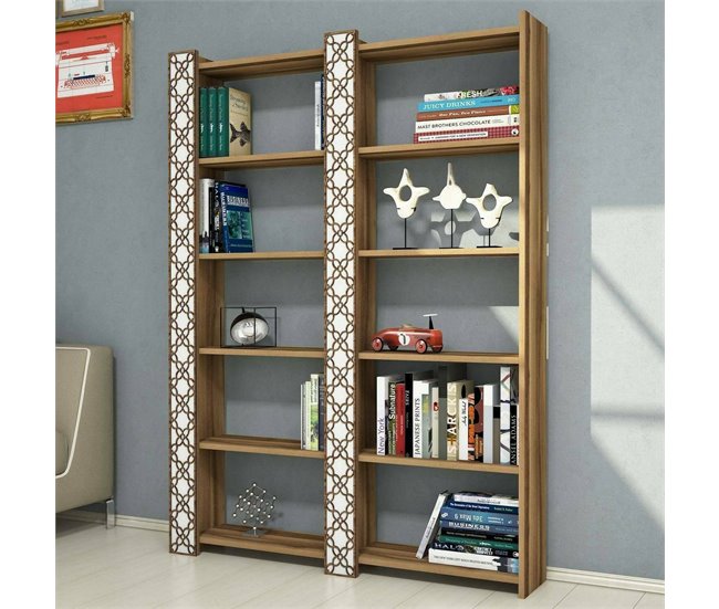 Conforama Estante Para Libros Destéve Estante De Oficina Porta Libros Móvil Biblioteca 125x24h170 Cm Nogal Y Blanco