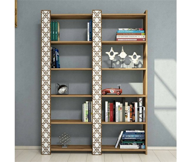 Conforama Estante Para Libros Destéve Estante De Oficina Porta Libros Móvil Biblioteca 125x24h170 Cm Nogal Y Blanco