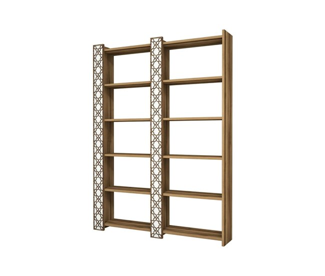 Conforama Estante para libros Destéve Estante de oficina Porta libros móvil Biblioteca 125x24h170 cm Nogal y Blanco