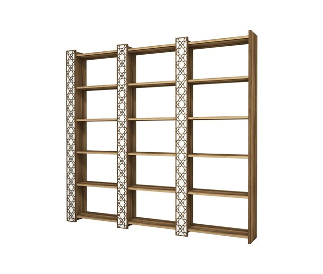 Conforama Estante para libros Destéve Estante de oficina Porta libros móvil Biblioteca 185x24h170 cm Nogal y Blanco