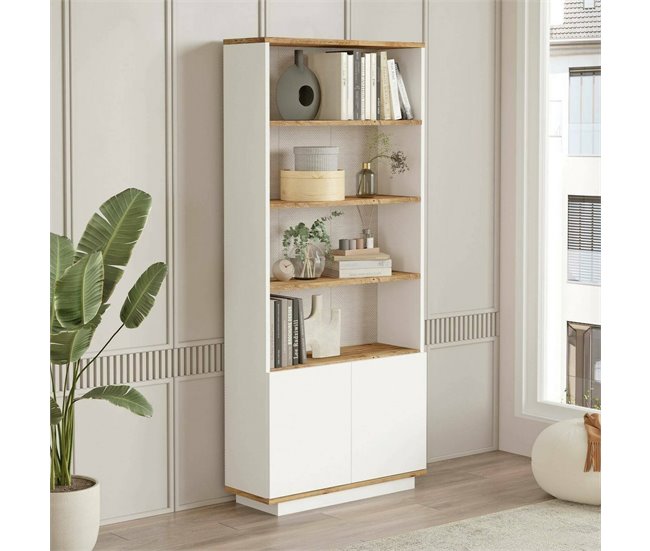 Conforama Estante Para Libros Dmartine Estante De Oficina Porta Libros Móvil Biblioteca 75x27h168 Cm Roble Y Blanco