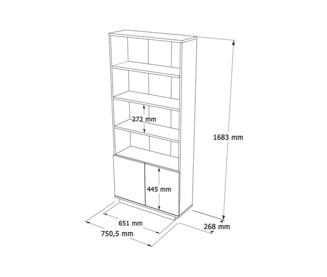 Conforama Estante Para Libros Dmartine Estante De Oficina Porta Libros Móvil Biblioteca 75x27h168 Cm Roble Y Blanco