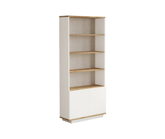 Conforama Estante para libros Dmartine Estante de oficina Porta libros móvil Biblioteca 75x27h168 cm Roble y Blanco