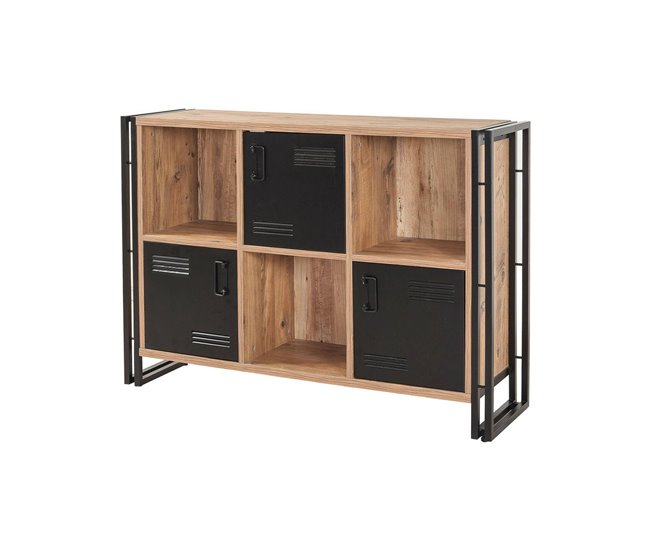 Conforama Estante para libros Dpecorin Estante de oficina Porta libros móvil Biblioteca 126x35h89 cm Roble y Negro