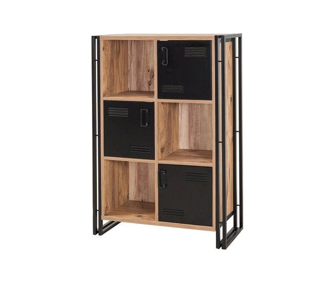 Conforama Estante para libros Dpecorin Estante de oficina Porta libros móvil Biblioteca 89x35h127 cm Roble y Negro