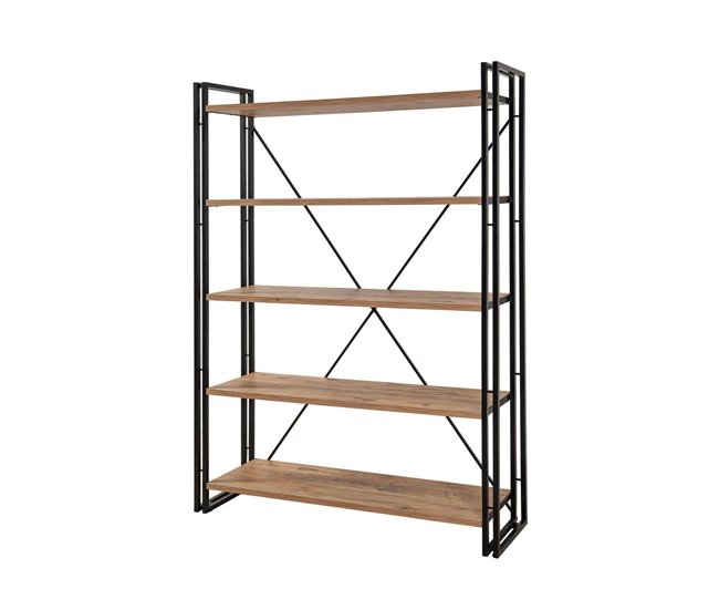 Conforama Estante para libros Dpig Estante de oficina Porta libros móvil Biblioteca 130x35h180 cm Roble y Negro