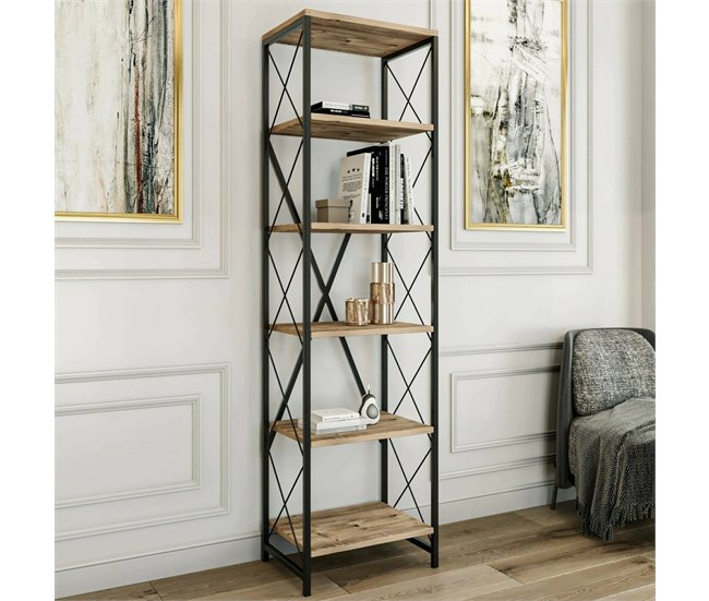Conforama Estante Para Libros Dpoll Estante De Oficina Porta Libros Móvil Biblioteca 50x30h180 Cm Roble Y Negro